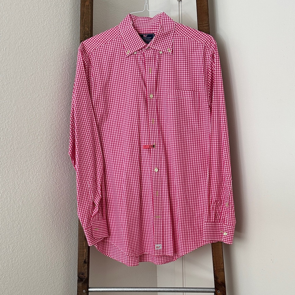 Vineyard Vines Pink Gingham Button-Down Shirt